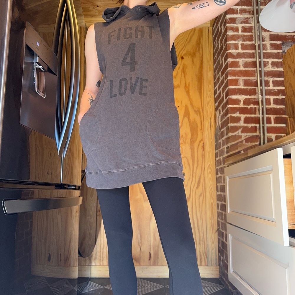 Graphic Sleeveless Hoodie - Fight 4 Love